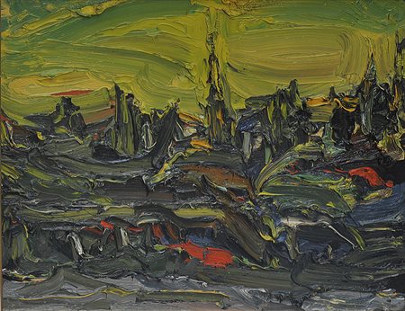 CARLO CAROLI (1920) Tramonto a Saragozza Olio su tela 70x50 cm. Titolo e...