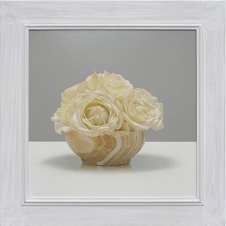 LUCIANO VENTRONE (1942) Rosa Rosae 1995 Olio su tela 50x50 cm. Firma al...