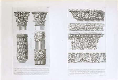 GIOVAN BATTISTA PIRANESI (1720-1778) Capitelli e cornici romane. Tavole 389 a...