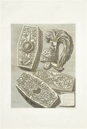 GIOVAN BATTISTA PIRANESI (1720-1778) Parti in grande restaurate dei Trofei di...