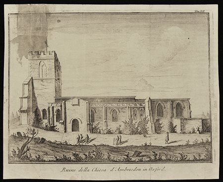 ANONIMO. XVIII SECOLO Ruine della Chiesa d'Ambresdon in Oxford Calcografia su...