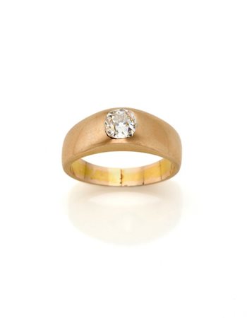 Anello in oro giallo e rosa con diamante solitario old mine di ct. 0,70 circa,