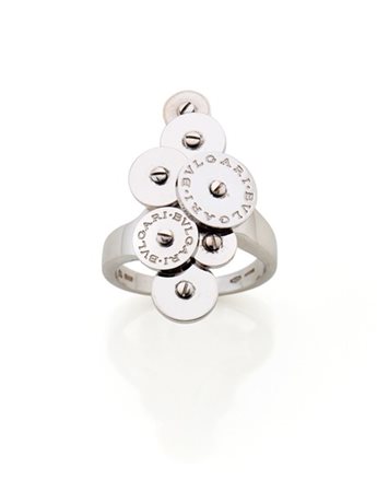 BULGARI
Anello Bulgari Bulgari a rondelle in oro bianco, g 12,87 circa misura 1