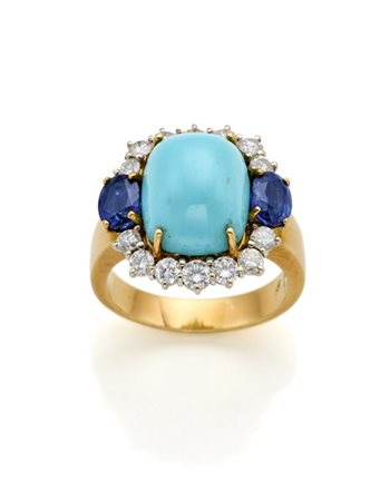 Anello in oro giallo e bianco con diamanti rotondi per complessivi ct. 0,60 cir