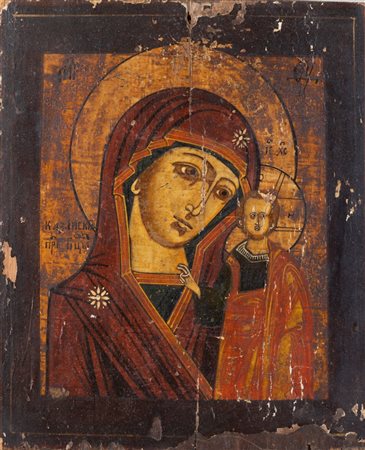 Maestro russo della seconda metà del XIX secolo. Icona raffigurante "Madonna...