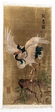 Tappeto, Cina, stile Art Deco. Fine del XX secolo. Cm 182x91. Trama: seta...