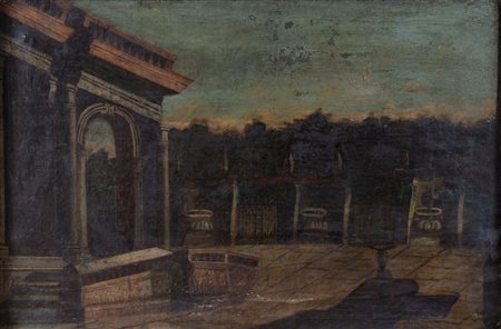 Maestro della fine del XVIII secolo - inizi del XIX secolo. "Paesaggio con...