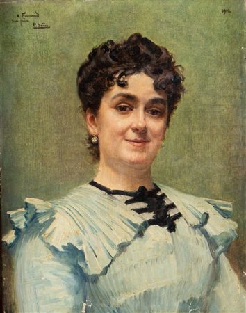 PAUL SAIN (Avignone 1853 - 1908) "Ritratto di donna", 1902. Olio su tela. Cm...