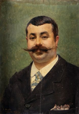 PAUL SAIN (Avignone 1853 - 1908) "Ritratto di uomo". Olio su tavola. Cm...