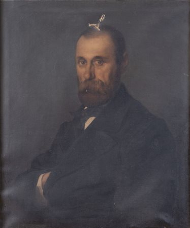 Maestro del XIX secolo "Ritratto di uomo". Olio su tela. Cm 64x53,5.