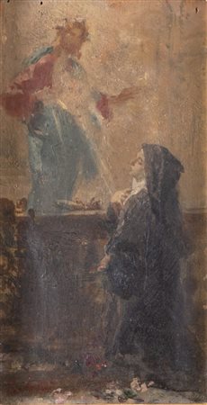 PAOLO VETRI (Castrogiovanni 1855 - Napoli 1937) "Santa pregante". Olio su...