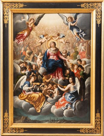 Bottega di Guido Reni, "Madonna in gloria con angeli e cherubini musicanti...