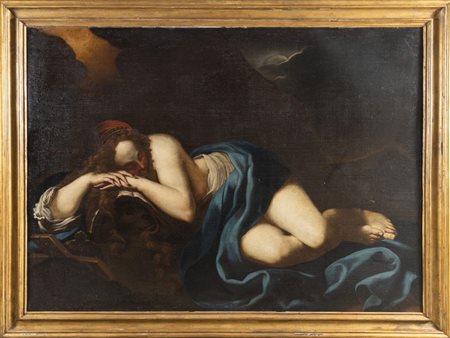 NICCOLO' TORNIOLI (1598-1651) "Maddalena dormiente". Olio su tela. Cm...