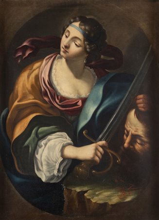 Maestro del XVII secolo. "Giuditta con testa di Oloferne". Olio su tela. Cm...
