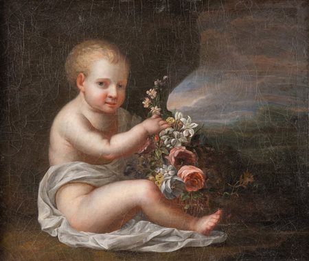 Maestro degli inizi del XIX secolo. "Allegoria". Olio su tela. Cm 52x62.