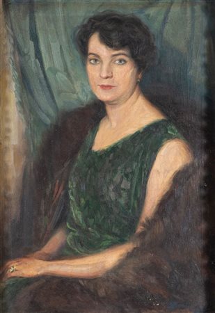 UMBERTO BONFIGLIOLI (Bologna 1892 - 1974) "Ritratto di donna", 1927. Olio su tela. 