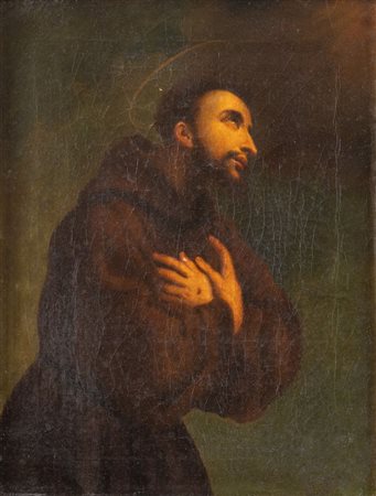 Maestro del XVIII secolo. "San Francesco". Olio su tela. Cm 46x35.
