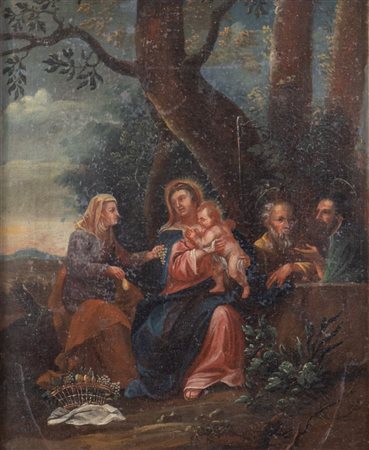 Maestro fiammingo del XVII secolo. "Natività". Olio su tela. Cm 60x50....