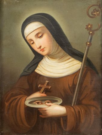 Maestro degli inizi del XIX secolo. "Santa Lucia". Olio su tela. Cm 53x40.