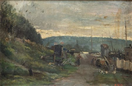 PAUL SAIN (Avignone 1853 - 1908) "Paesaggio". Olio su tela. Cm 22x32,5. Opera...