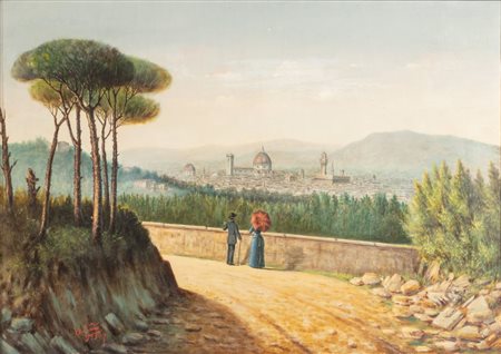 GIUSTINA TOSI (XIX secolo) "Belvedere fiorentino", 1890. Olio su tela. Cm...