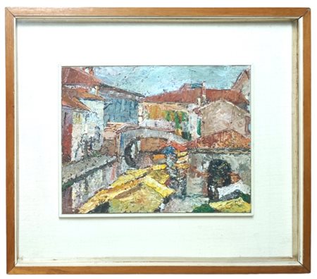 Athos Corticelli - Comacchio il mercato, 1967