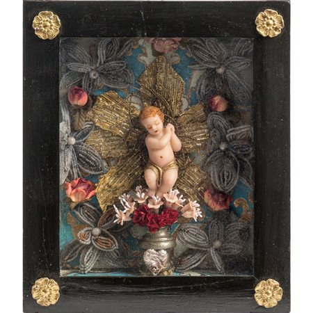 MANIFATTURA SICILIANA DEL XIX SECOLO, Bambinello in cera