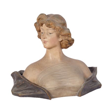 BUSTO IN TERRACOTTA DECORATA DEL XX SECOLO
