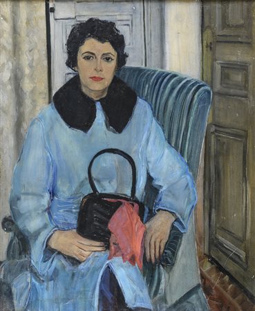 DIPINTO RITRATTO DI DONNA IN BLU