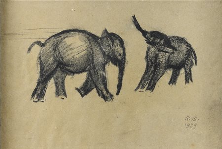 CARBONCINO ELEFANTI DI RENATO BROZZI, 1939