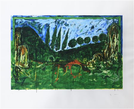 SERIGRAFIA PAESAGGIO DI MARIO SCHIFANO