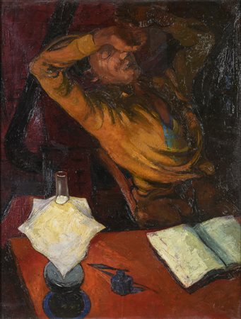 DIPINTO DONNA IN RIPOSO ANNI '40