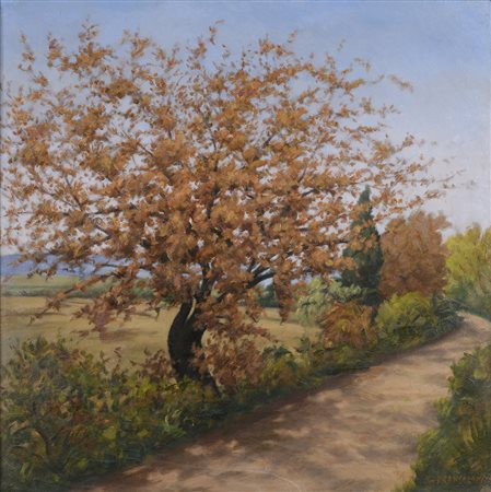DIPINTO PAESAGGIO AUTUNNALE DI GUSTAVO FRANCALANCIA, 1989