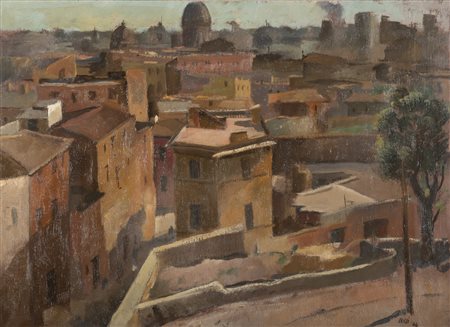 DIPINTO VEDUTA DI ROMA DI LUIGI SURDI, 1944
