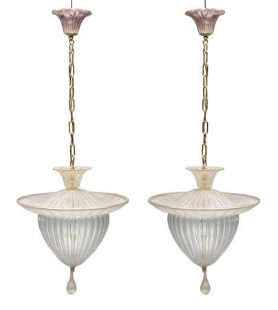COPPIA DI LAMPADARI, PROBABILMENTE VENINI ANNI '40