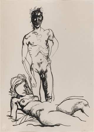 LITOGRAFIA AMANTI DI RENATO GUTTUSO