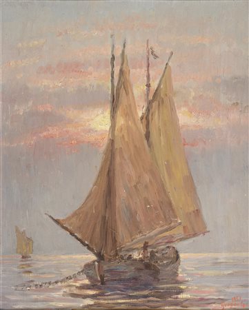 DIPINTO VELIERO DI GUIDO GREGANTI, 1953