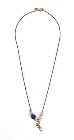 Girocollo con pepite in argento e lapislazuli, pendenti in oro - firmato POMELLATO, collezione DODO