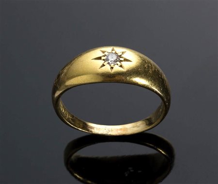 Anello inglese in oro e diamante - Birmingham 1914