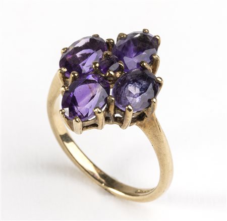 Anello inglese in oro e ametiste - Birmingham 1942