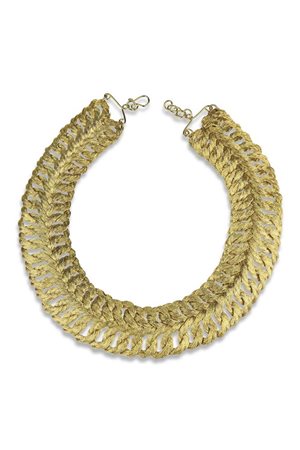 Girocollo a maglia tessita in fili d'oro 