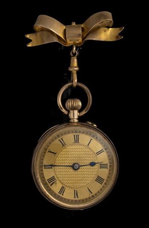 Orologio da tasca inglese in oro con spilla - Birmingham 1908