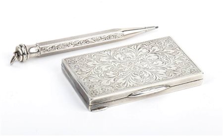 Lotto composto tabacchiera e portamine in argento - Boemia e Moravia 1942-1949