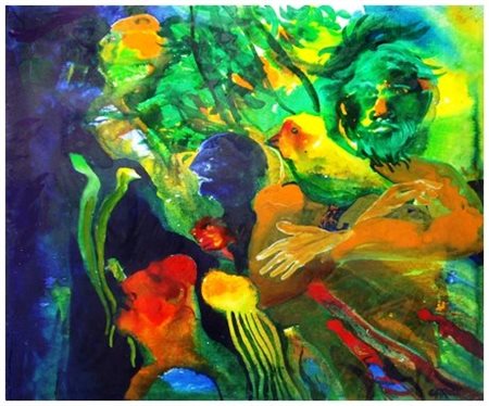 ROBERT CARROLL Painesville (USA) 1934 Tail tales Acrilici su tavola 50,5 x...