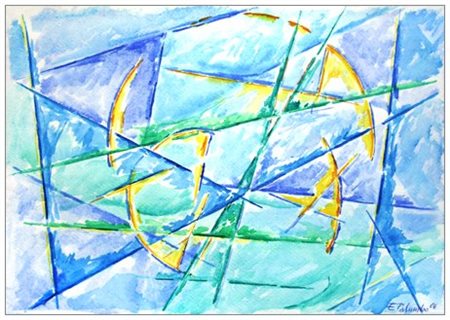 EDUARDO PALUMBO Napoli 1932 Il verde inghiottito dall'azzurro 2006 Acquerello...