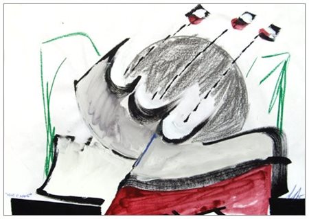 SERGIO DANGELO Milano 1932 Neve e nave anni 70 T.m. su carta 29,5 x 41,5....