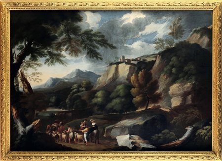 Scuola italiana del XVIII secolo, Paesaggio con pastori