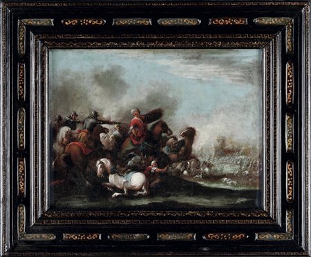 Calza Antonio attribuito a, Scontro di cavalleria tra cristiani e turchi
