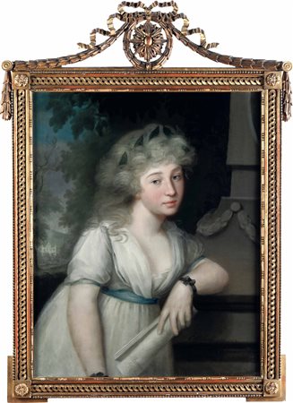 Scuola del XVIII secolo, Ritratto di nobildonna con cartiglio