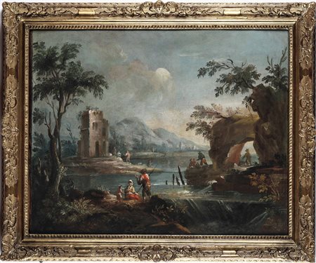 Scuola veneta del XVIII secolo, Paesaggi con viandanti e architetture